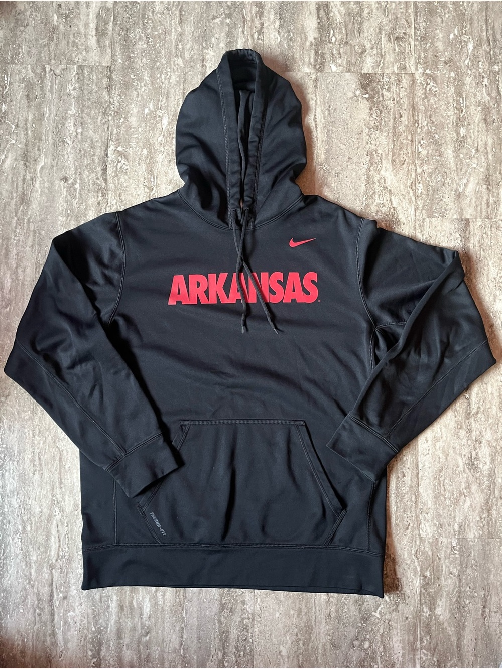 Nike Arkansas Razorbacks Mens Black Hoodie with Red Logo